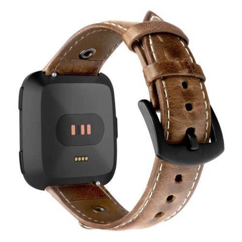 Fitbit Versa bőrszíj - sötétbarna