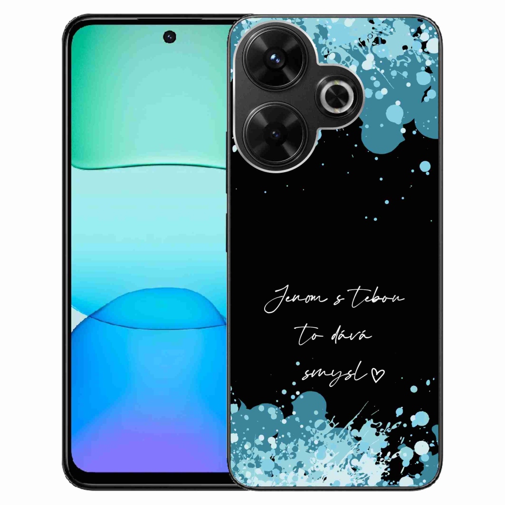 Gél borítás mmCase a Xiaomi Redmi 13 4G/Poco M6 4G - szerelmes szöveg fekete háttérrel