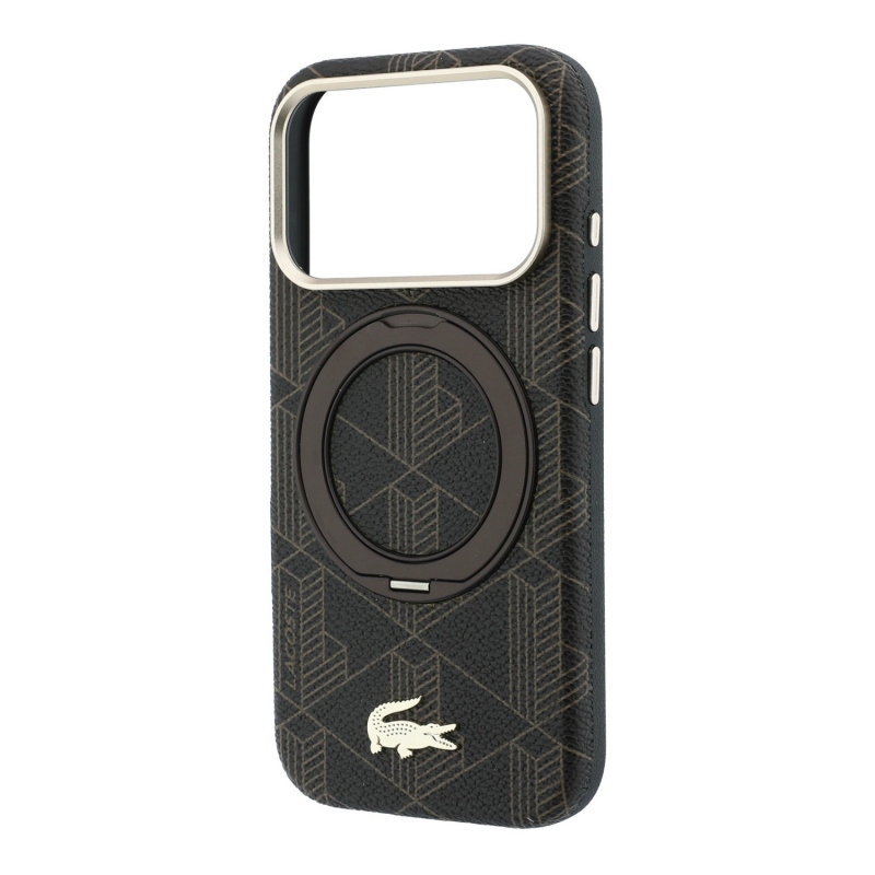 Lacoste PVC Semi Wrap Blend Ring Stand MagSafe hátsó tok iPhone 18 Pro-hoz, világos arany színben