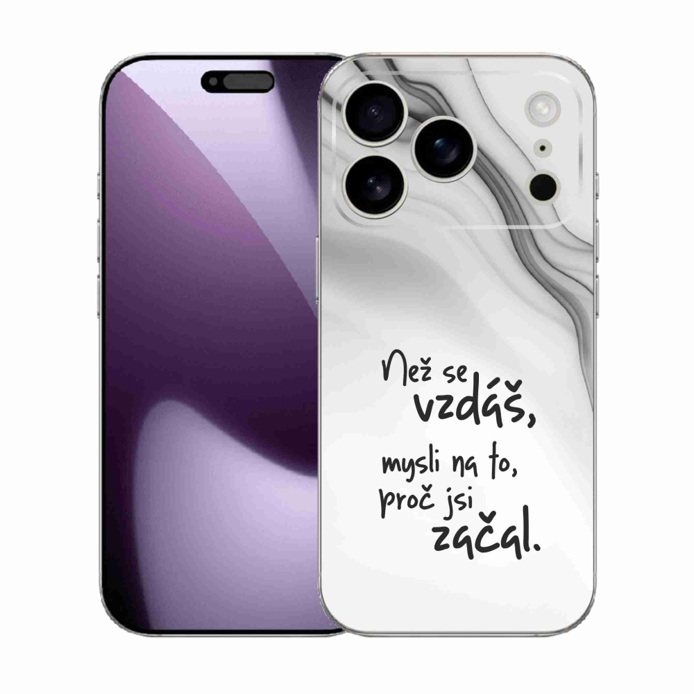 Zselés borítás mmCase iPhone 17 Pro készülékhez - idézet 2 fehér háttér