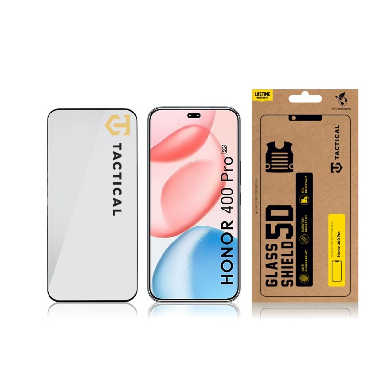 Taktikai üvegpajzs 5D üveg a Honor 400 Pro fekete készülékhez