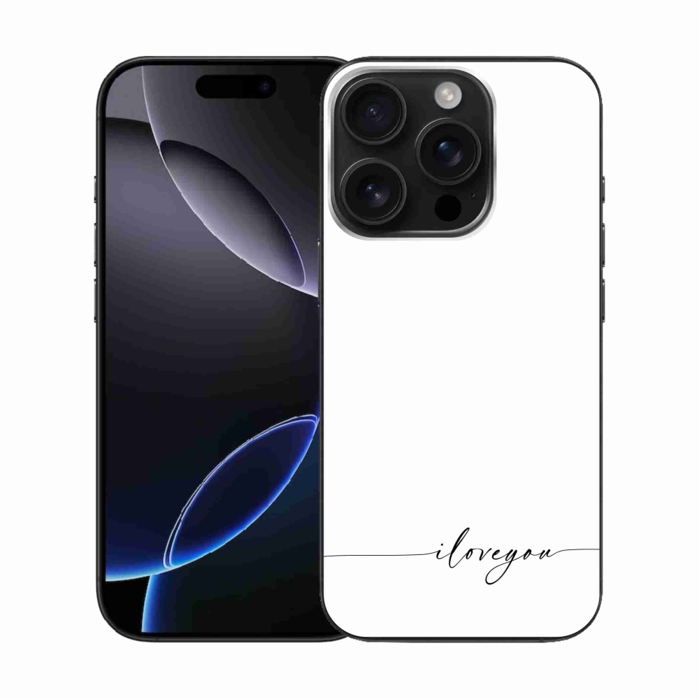 Gél borítás mmCase iPhone 16 Pro készülékhez - I love you fehér háttérrel