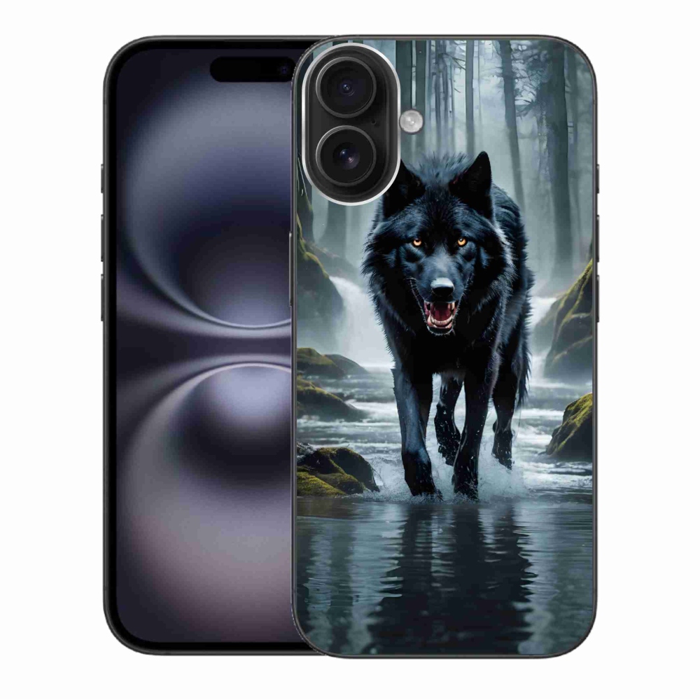 Zselés borítás mmCase iPhone 16 Plus készülékhez - fekete farkas