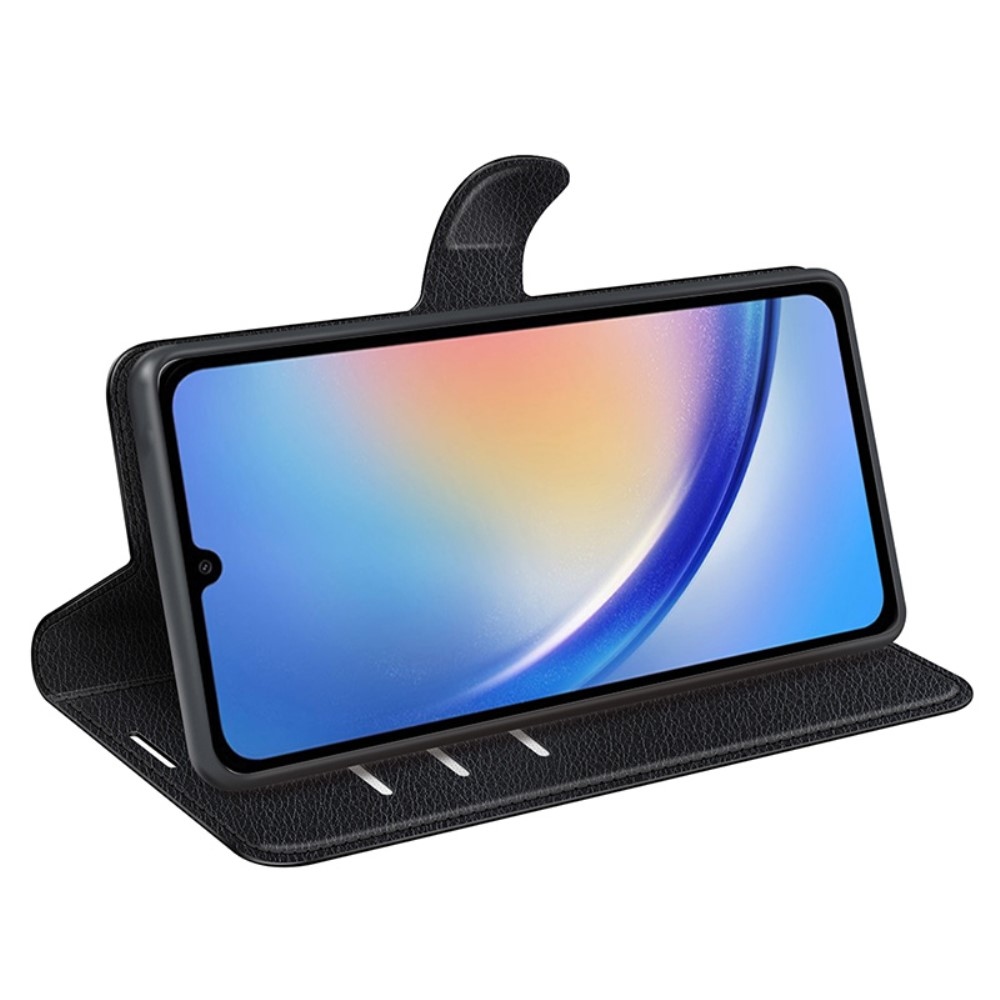 Litchi könyv tok Samsung Galaxy A35 5G - fekete