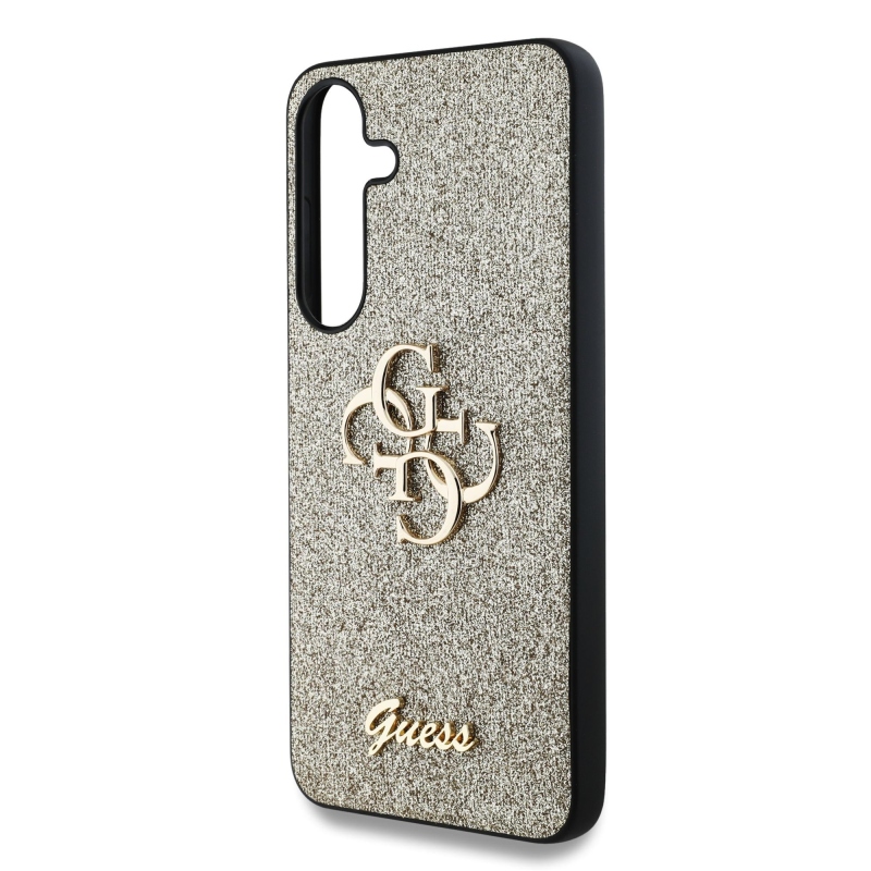 Guess PU Fixed Glitter 4G Metal Logo hátlap Samsung Galaxy S25 arany