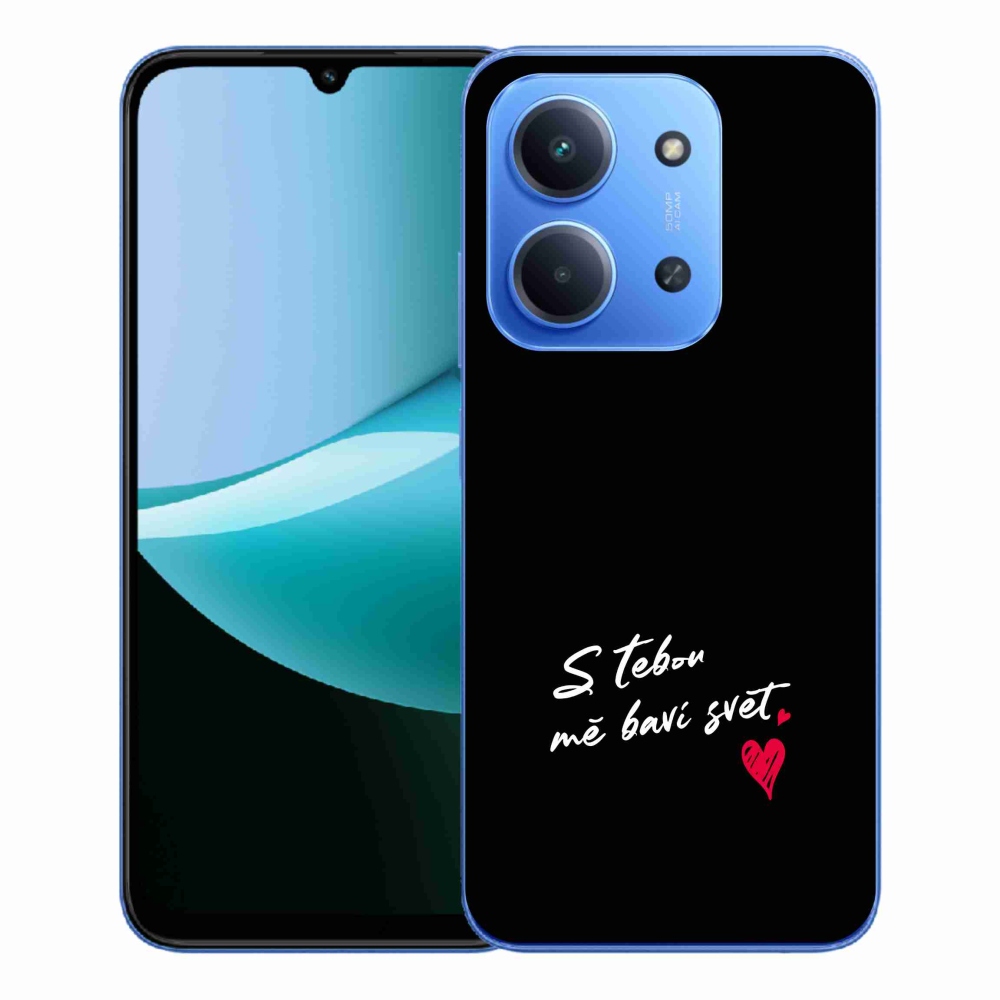 Gél borító mmCase a Xiaomi Redmi 15C 4G/5G (173mm) - szerelem szöveg 1 fekete háttérrel