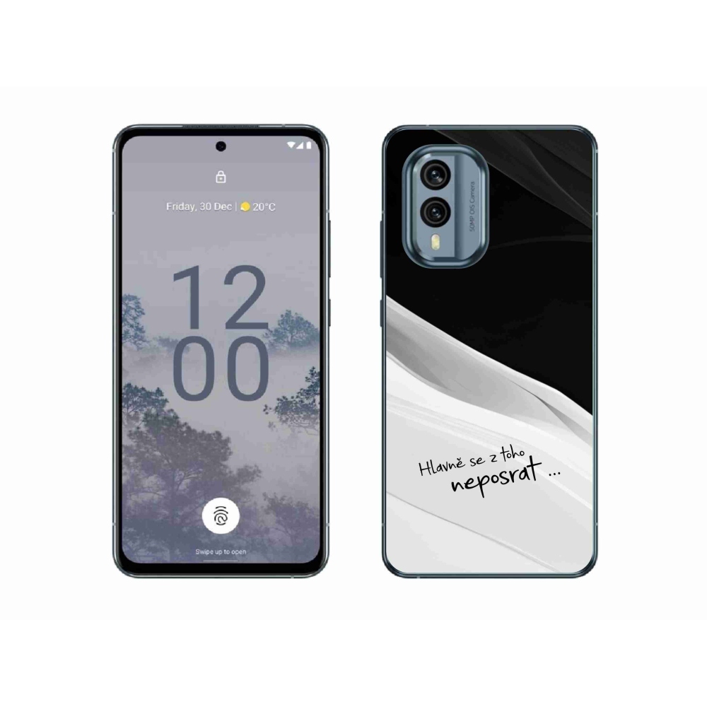 Zselés borító mmCase a Nokia X30 5G készülékhez - vicces szöveg 13 fehér és fekete háttérrel