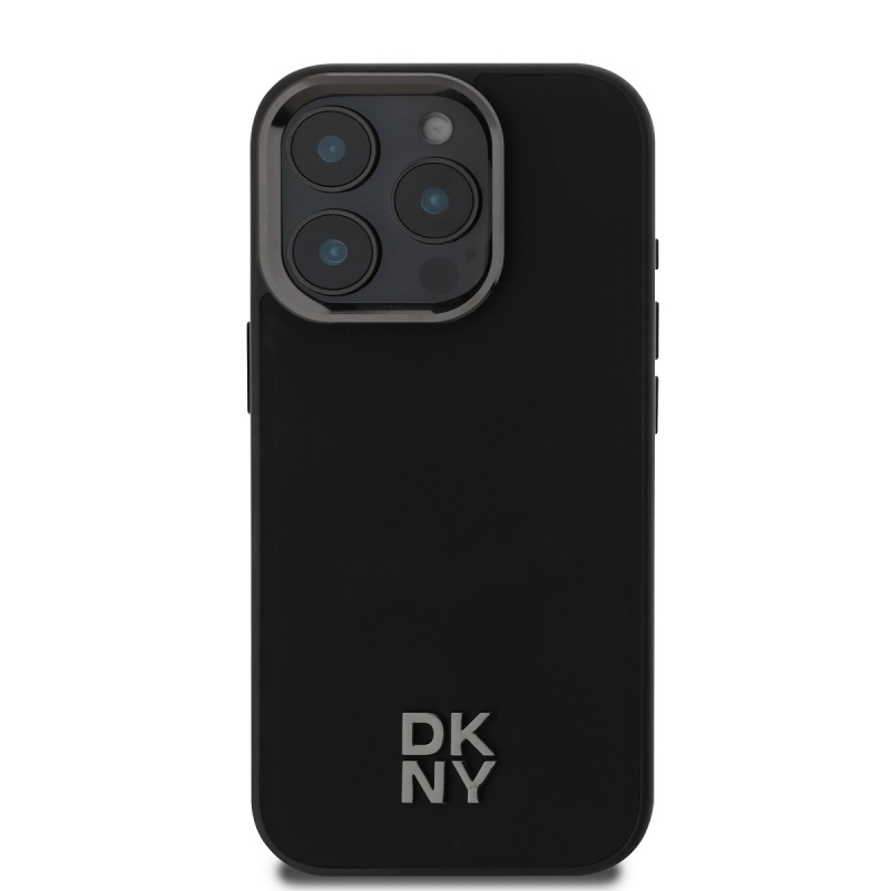 DKNY PU bőr Stack Logo Magsafe hátlap iPhone 16 Pro Max-hoz Fekete