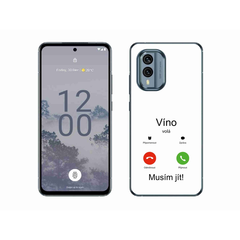Zselés borító mmCase a Nokia X30 5G készülékhez - bor hívások fehér háttérrel