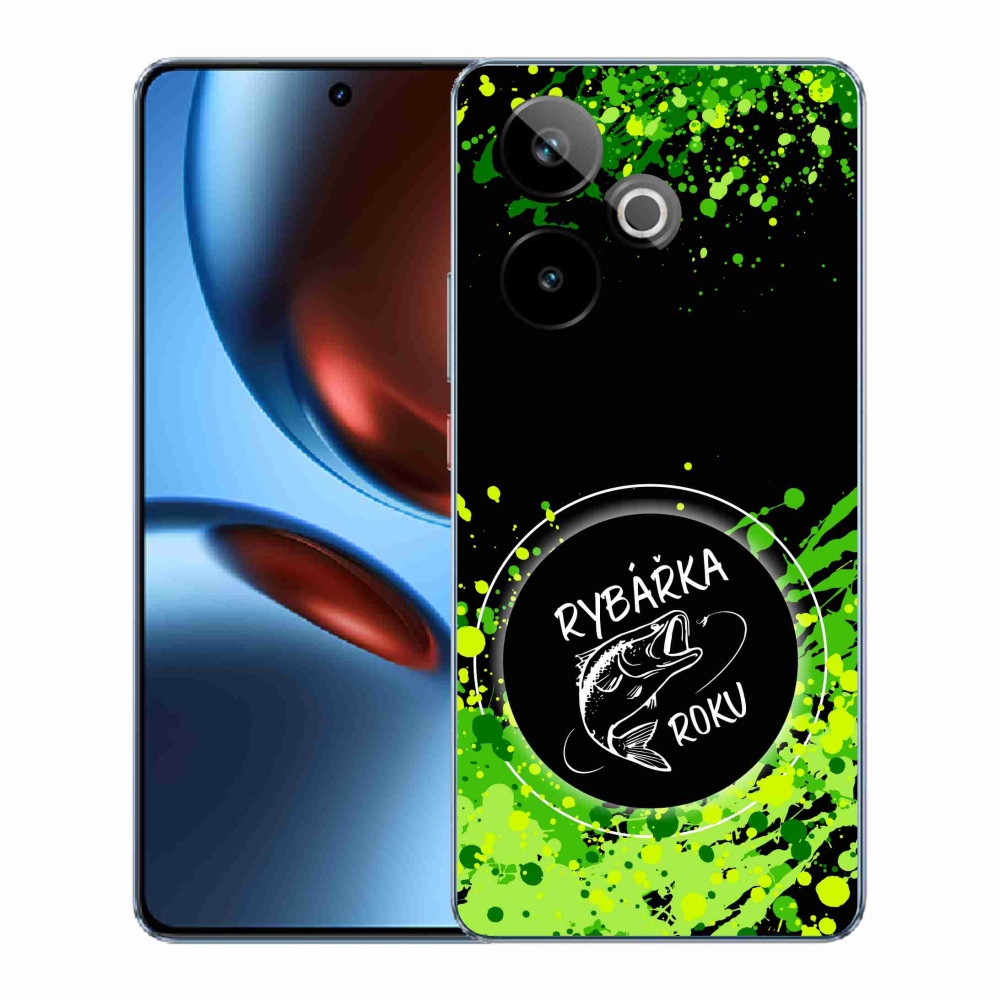 Rugalmas zselés tok mmCase a Realme GT 7 5G/GT 7T 5G képével - az év halásznője fekete háttérrel