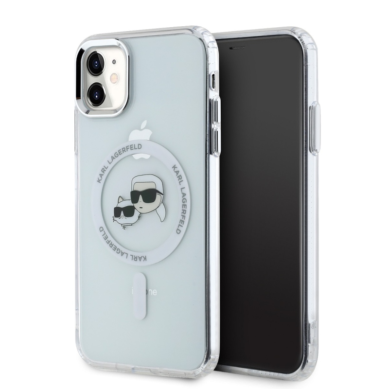 Karl Lagerfeld IML K&CH fejek fémkeret MagSafe hátlap iPhone 11 átlátszóhoz