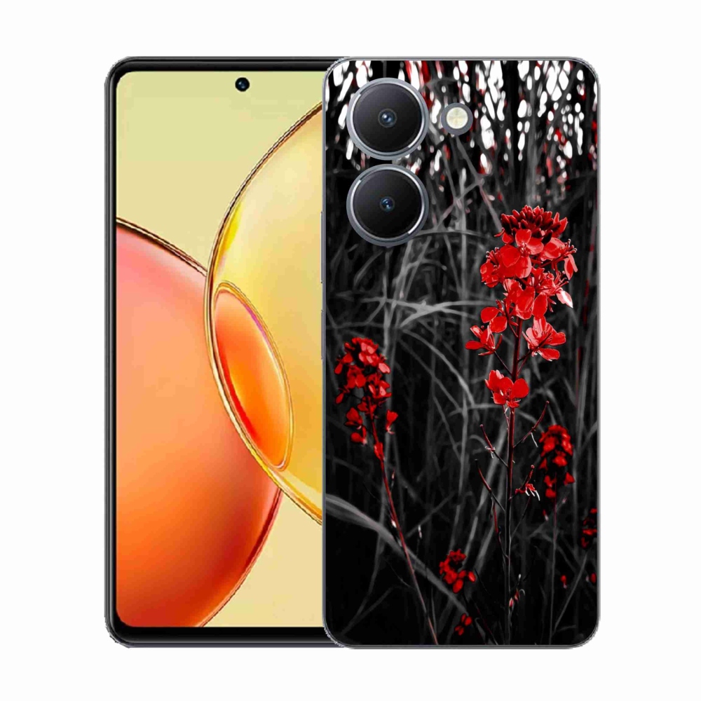 Gélburkolat mmCase a Vivo Y36-on - piros növény