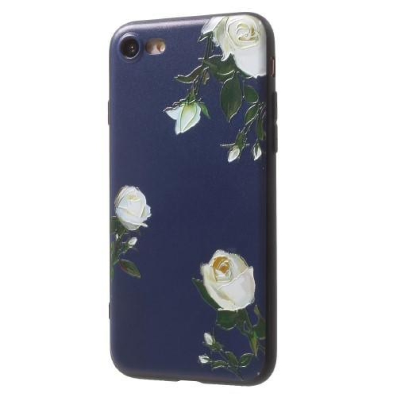 Virágzó zselés tok iPhone 7 és iPhone 8 készülékhez - fehér virágok