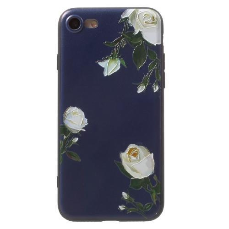 Virágzó zselés tok iPhone 7 és iPhone 8 készülékhez - fehér virágok