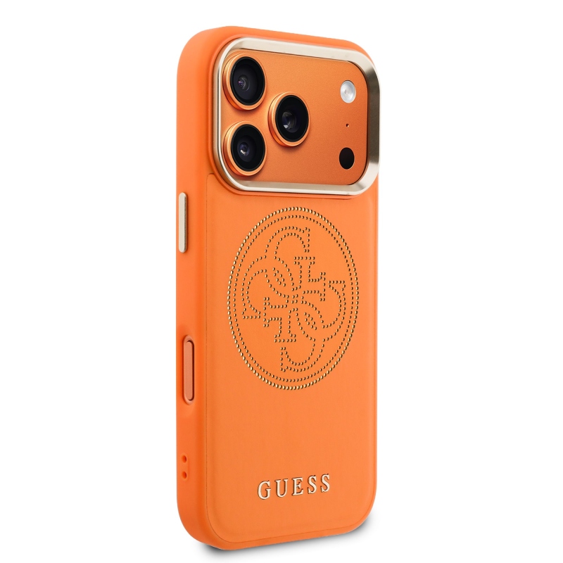 Guess PU perforált 4G hátlap iPhone 17 Pro narancssárga színű hátlaphoz