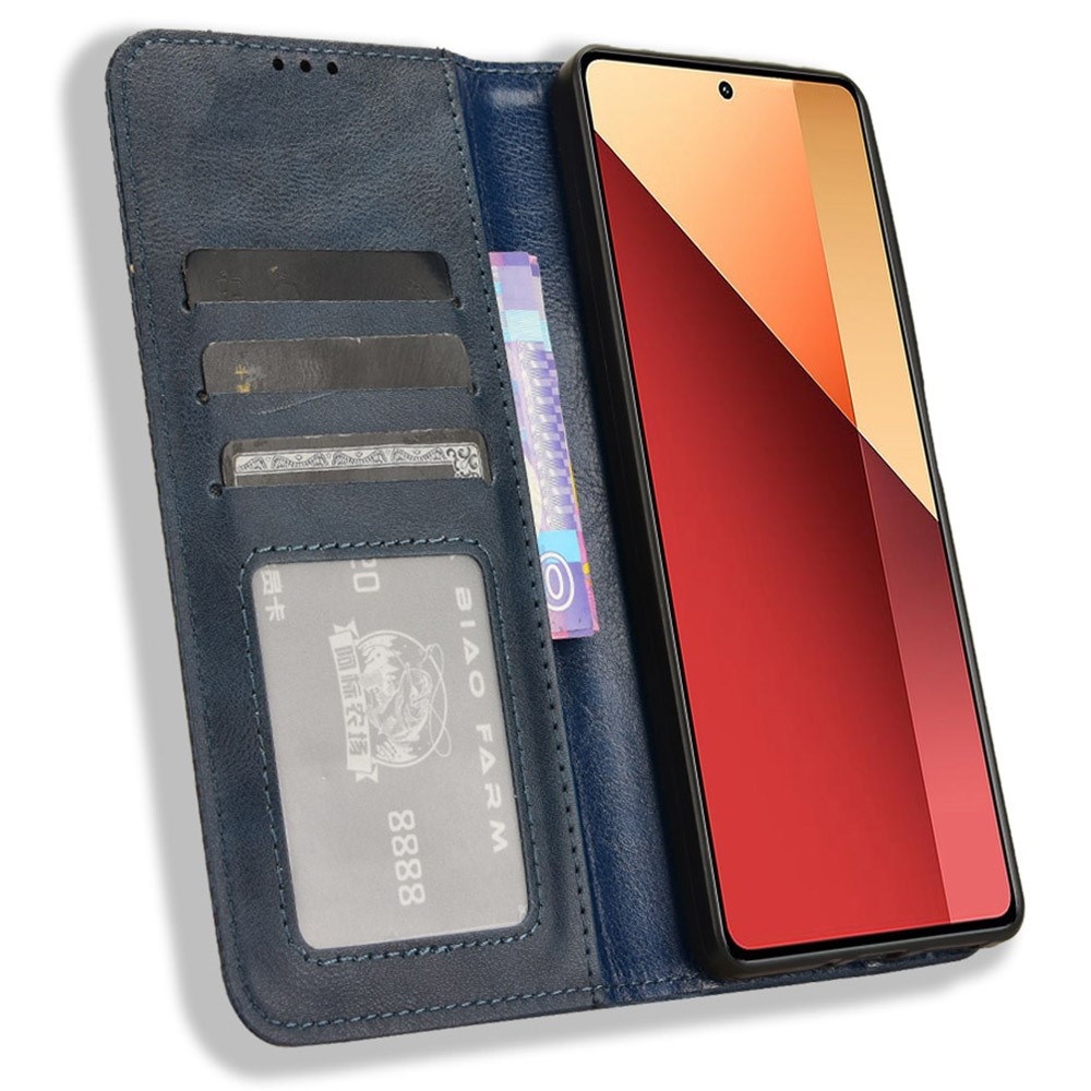 Vintage könyv tok Xiaomi Redmi Note 14S/Note 13 Pro 4G/Poco M6 Pro - sötétkék