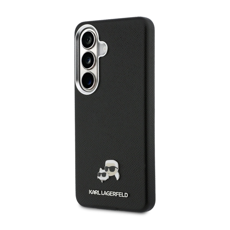 Karl Lagerfeld szemcsés PU bőr K&CH Heads mágneses hátlap Samsung Galaxy S26-hoz Fekete