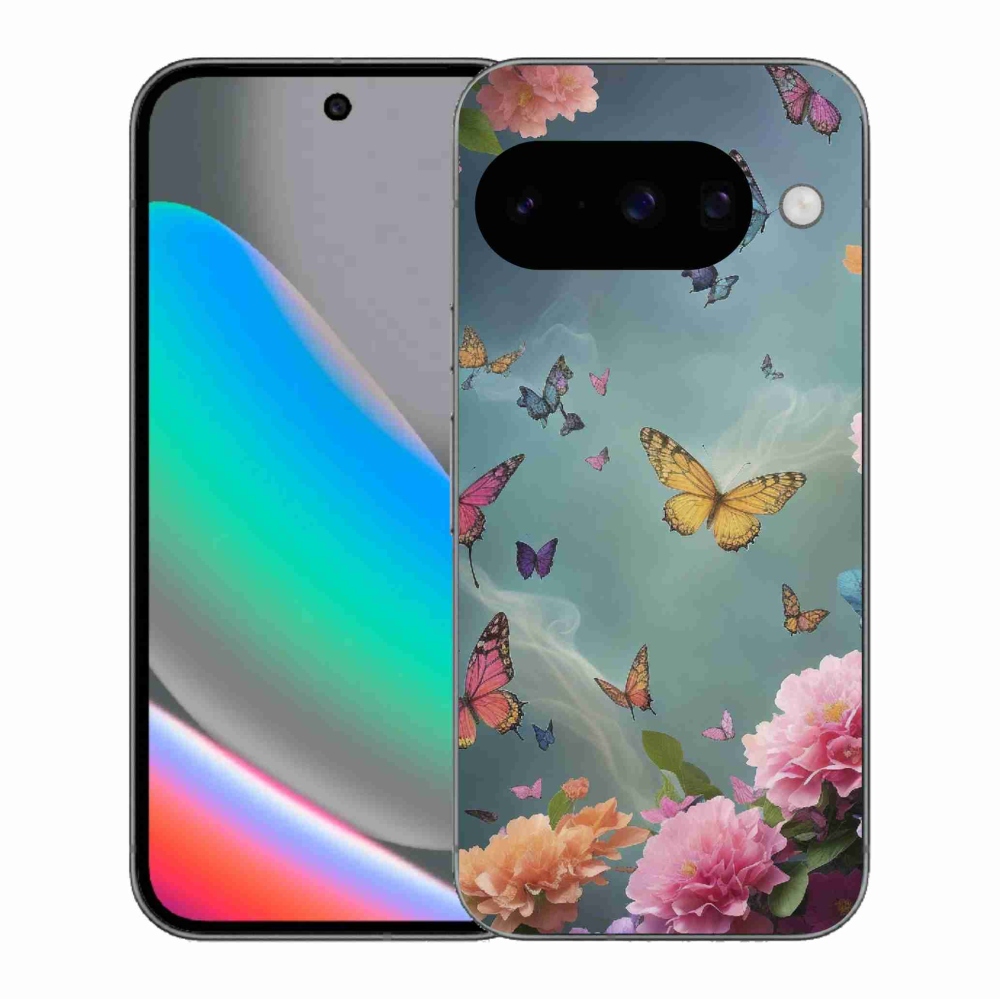 Gél borítás mmCase a Google Pixel 10 számára - színes virágok és pillangók