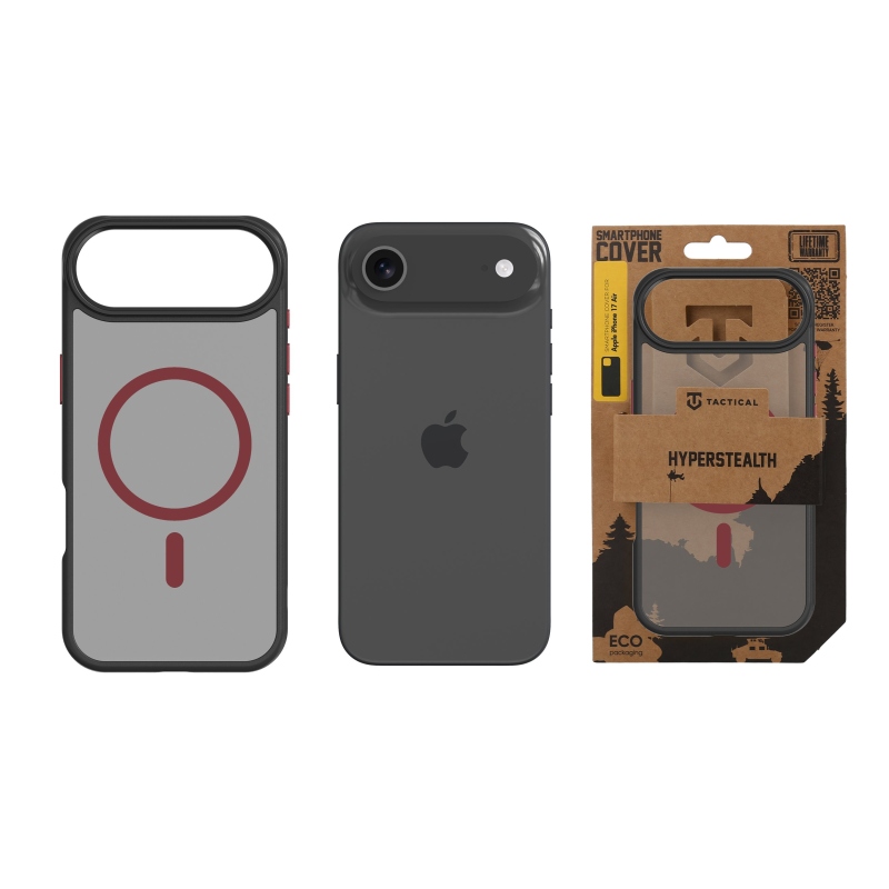 Taktikai MagForce Hyperstealth 2.0 borító iPhone 17 Air fekete/piroshoz