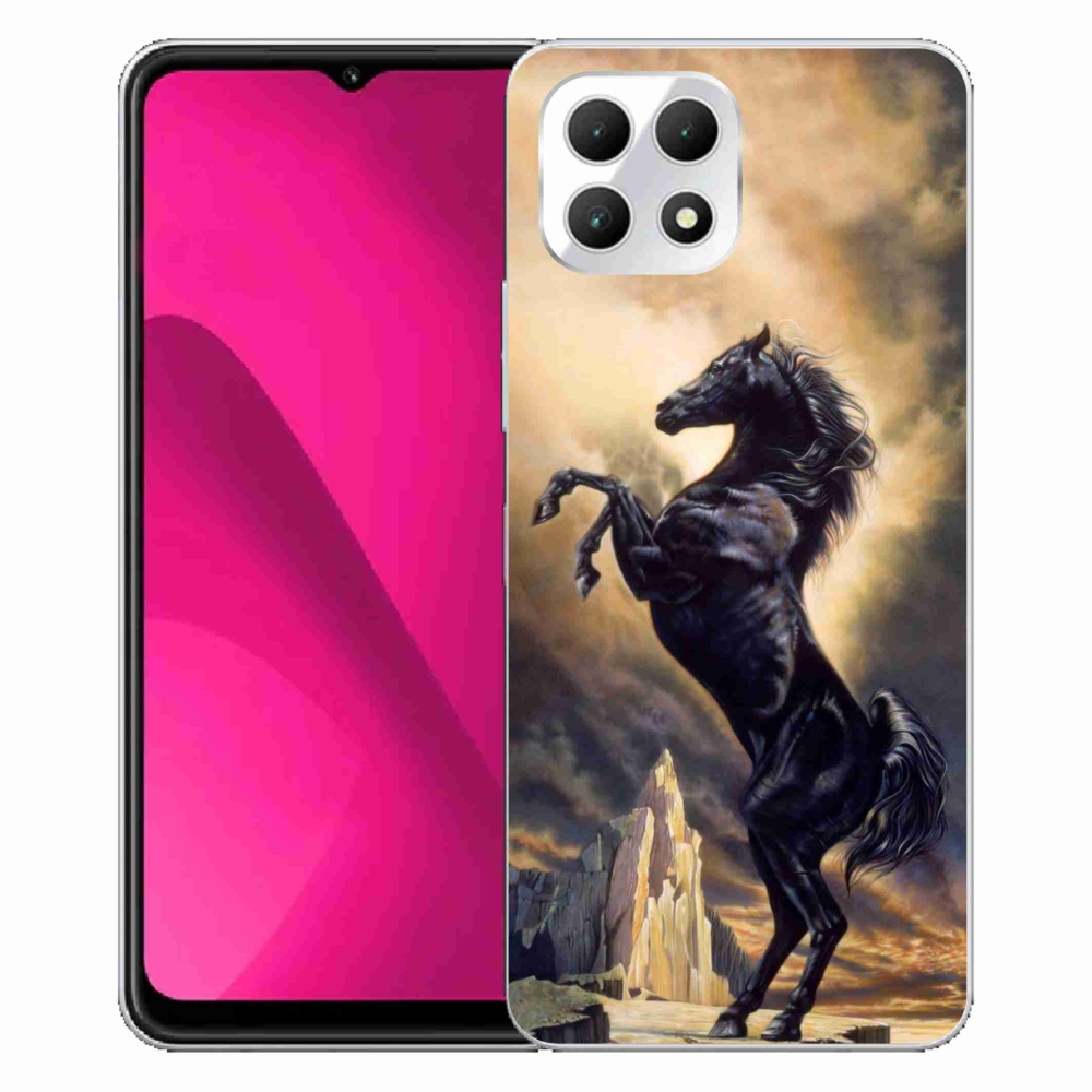 Zselés borítás mmCase a T-Mobile T Phone 2 készülékhez - fekete rajzfilmes ló