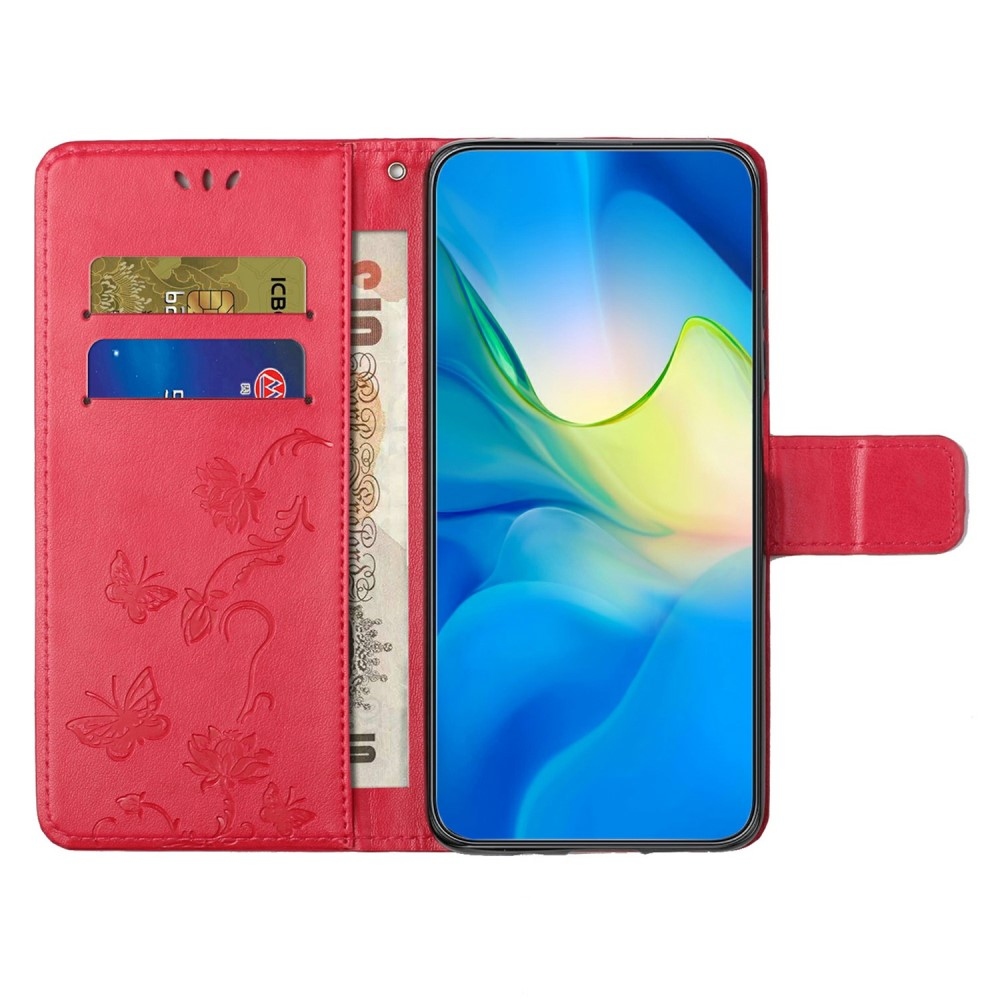 Virágos könyvtáska Samsung Galaxy A26 5G - piros