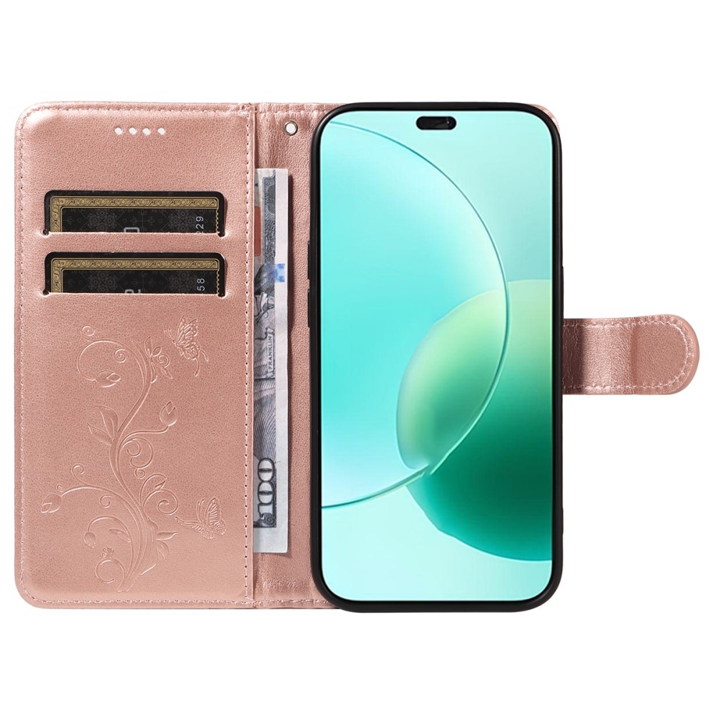 Virágok könyvtáska Honor 400 Lite-hoz - rózsaarany