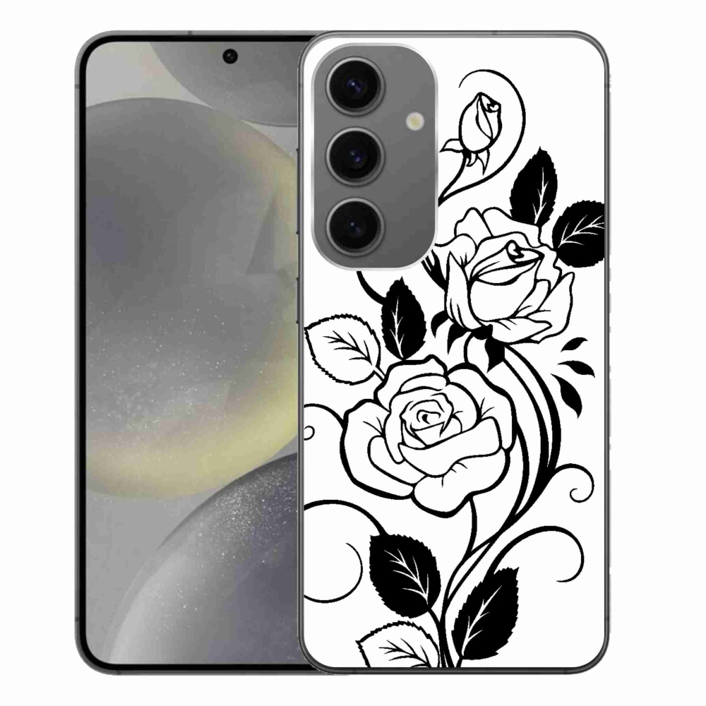 Zselés borítás mmCase Samsung Galaxy S24+ - fekete és fehér rózsa