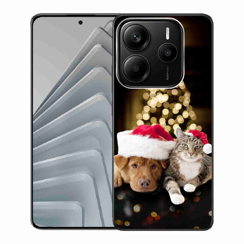 Gél borító mmCase a Xiaomi Redmi Note 14 5G-hez - Karácsonyi kutya és macska