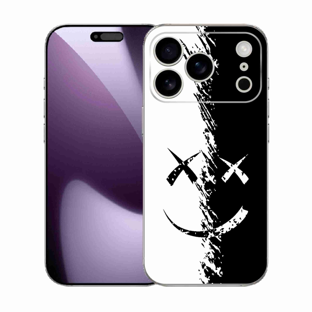 Zselés borítás mmCase iPhone 17 Pro készülékhez - fekete-fehér mosolygó