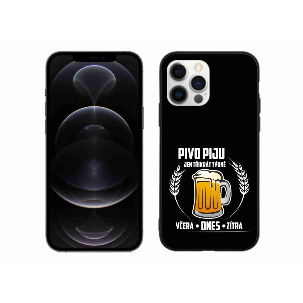 Zselés borítás mmCase iPhone 12 Pro Max készülékhez - sör motívum fekete háttér