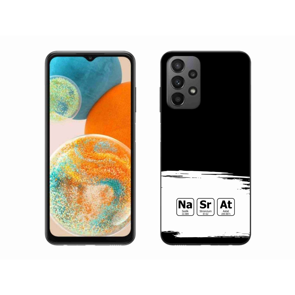 Gél borító mmCase Samsung Galaxy A23 4G/5G - kémiai elemek fehér és fekete háttérrel