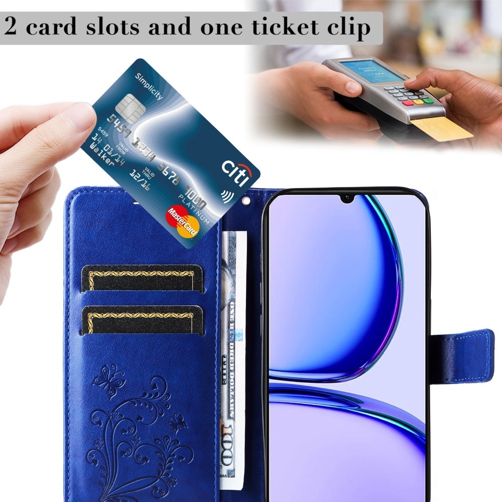 Nagy pillangó könyvtáska Realme C51/C53 készülékhez - kék