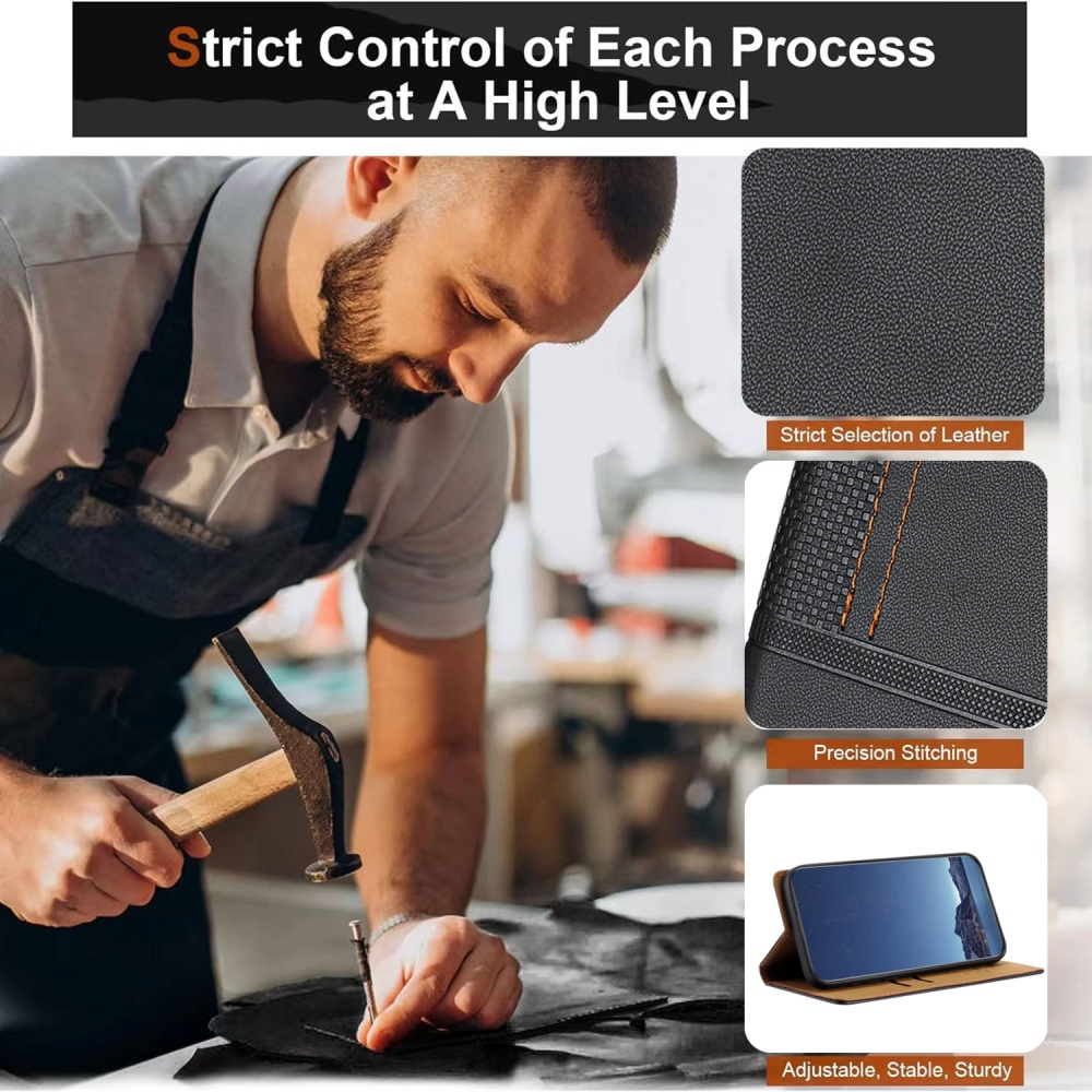 L-alakú könyvtáska Xiaomi 17 Ultra számára - fekete