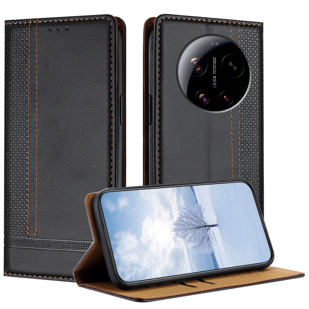 L-alakú könyvtáska Xiaomi 17 Ultra számára - fekete