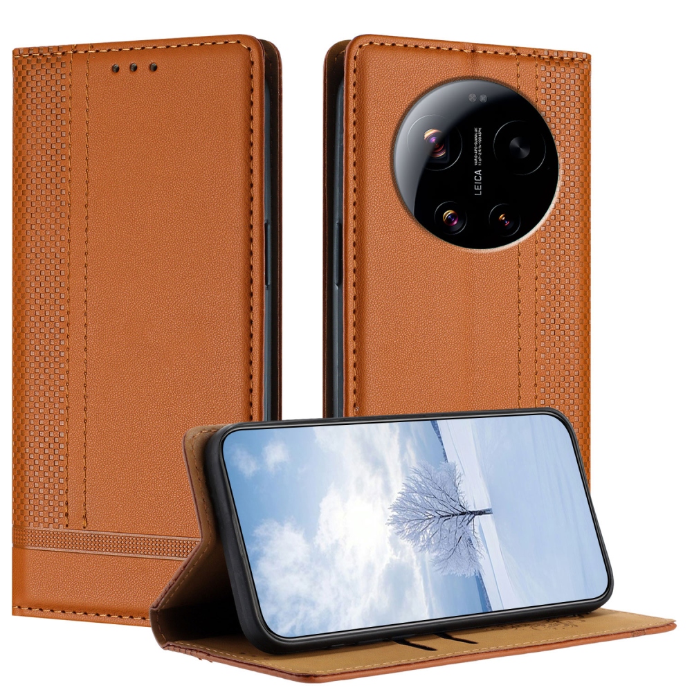 L-alakú könyvtáska Xiaomi 17 Ultra-hoz - barna