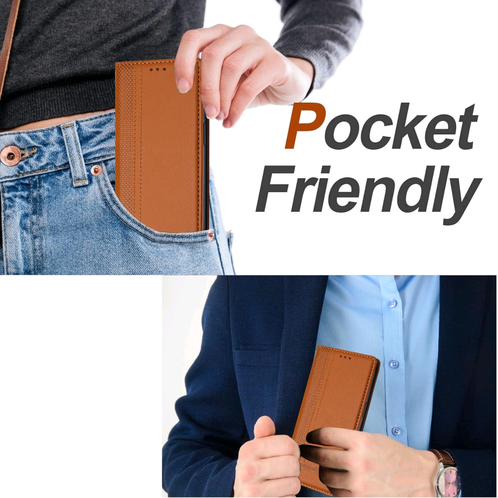 L-alakú könyvtáska Xiaomi 17 Ultra-hoz - barna