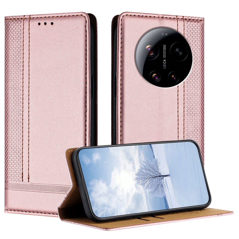 L-alakú könyvtáska Xiaomi 17 Ultra-hoz - rózsaarany