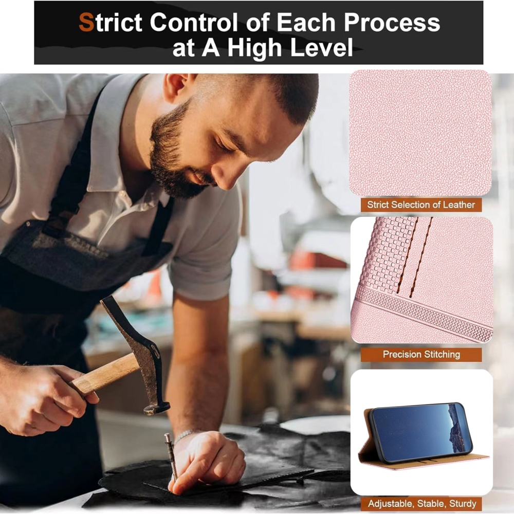 L-alakú könyvtáska Xiaomi 17 Ultra-hoz - rózsaarany