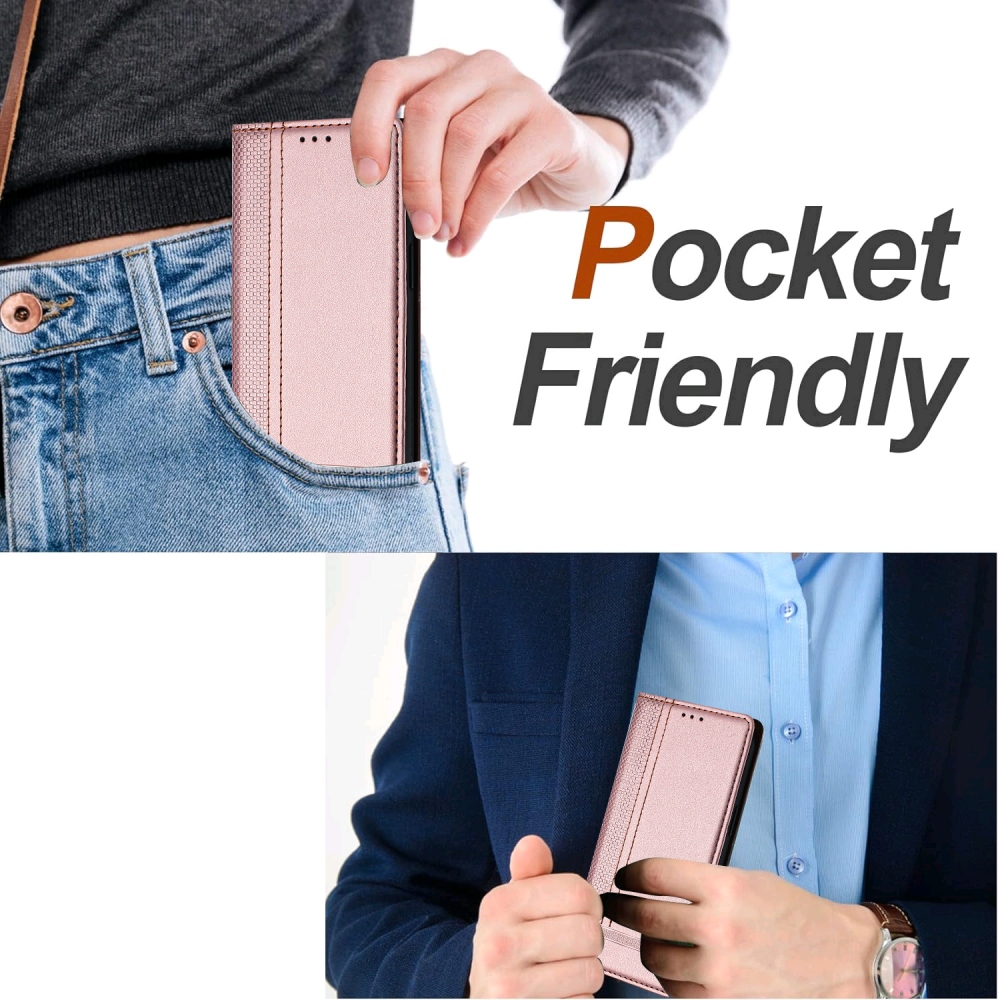 L-alakú könyvtáska Xiaomi 17 Ultra-hoz - rózsaarany