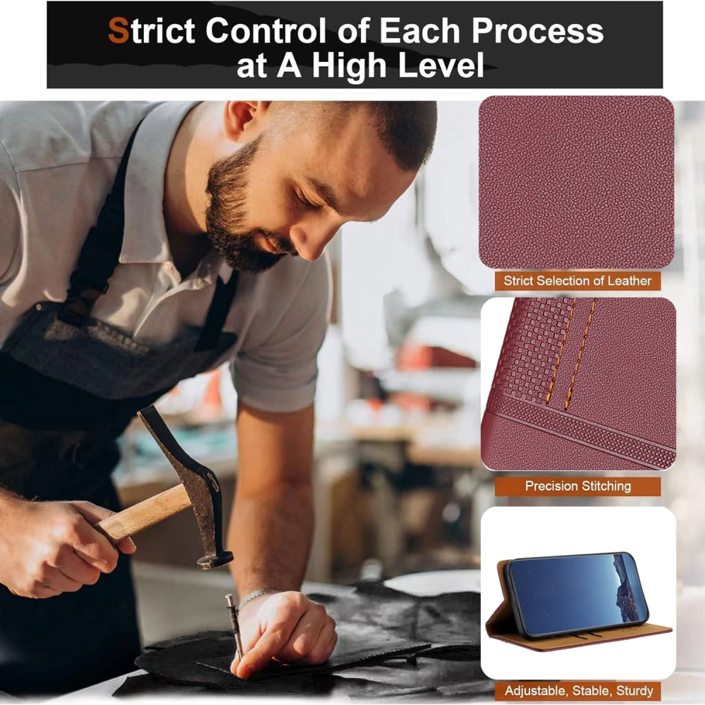 L-alakú könyvtáska Xiaomi 17 Ultra - bordó színben