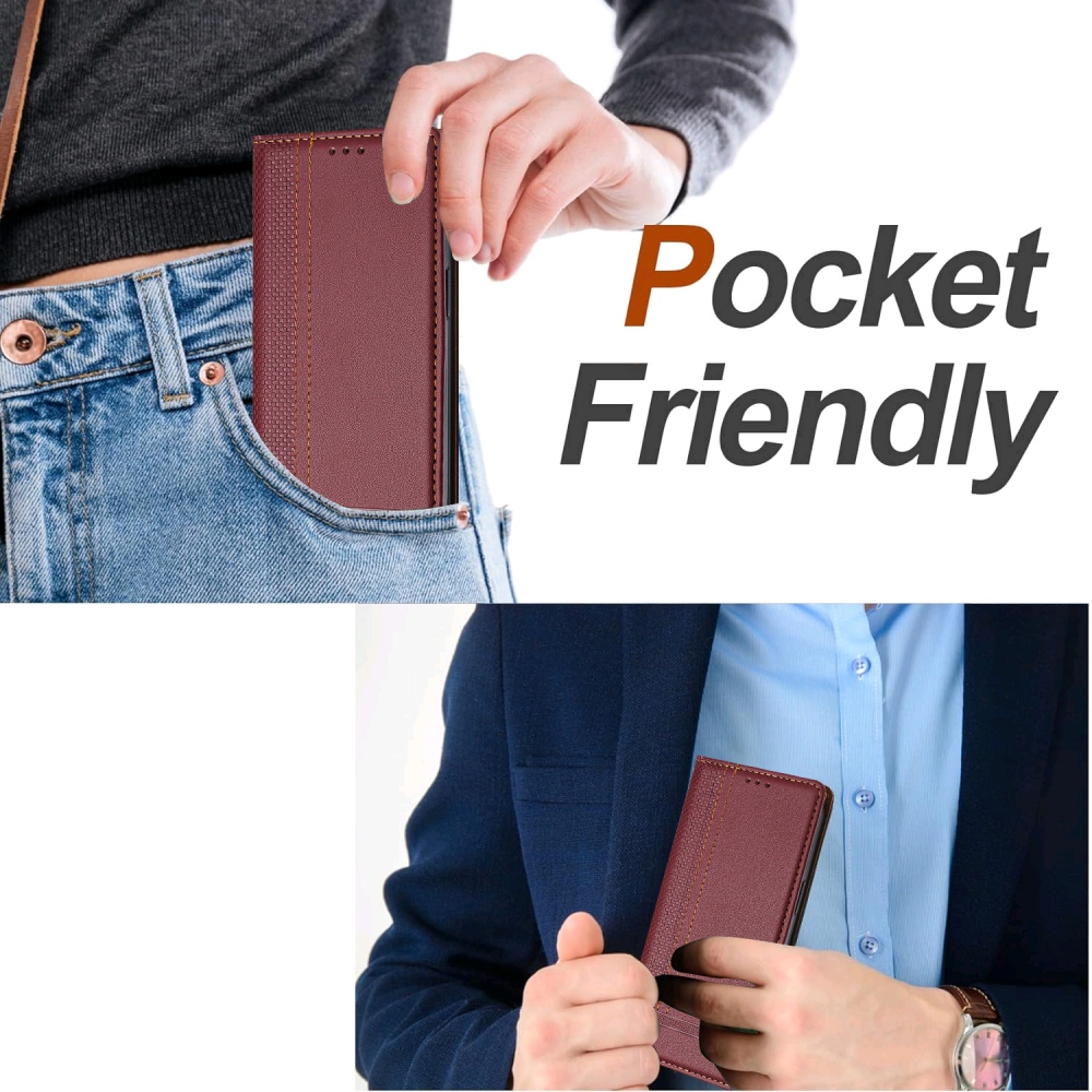 L-alakú könyvtáska Xiaomi 17 Ultra - bordó színben