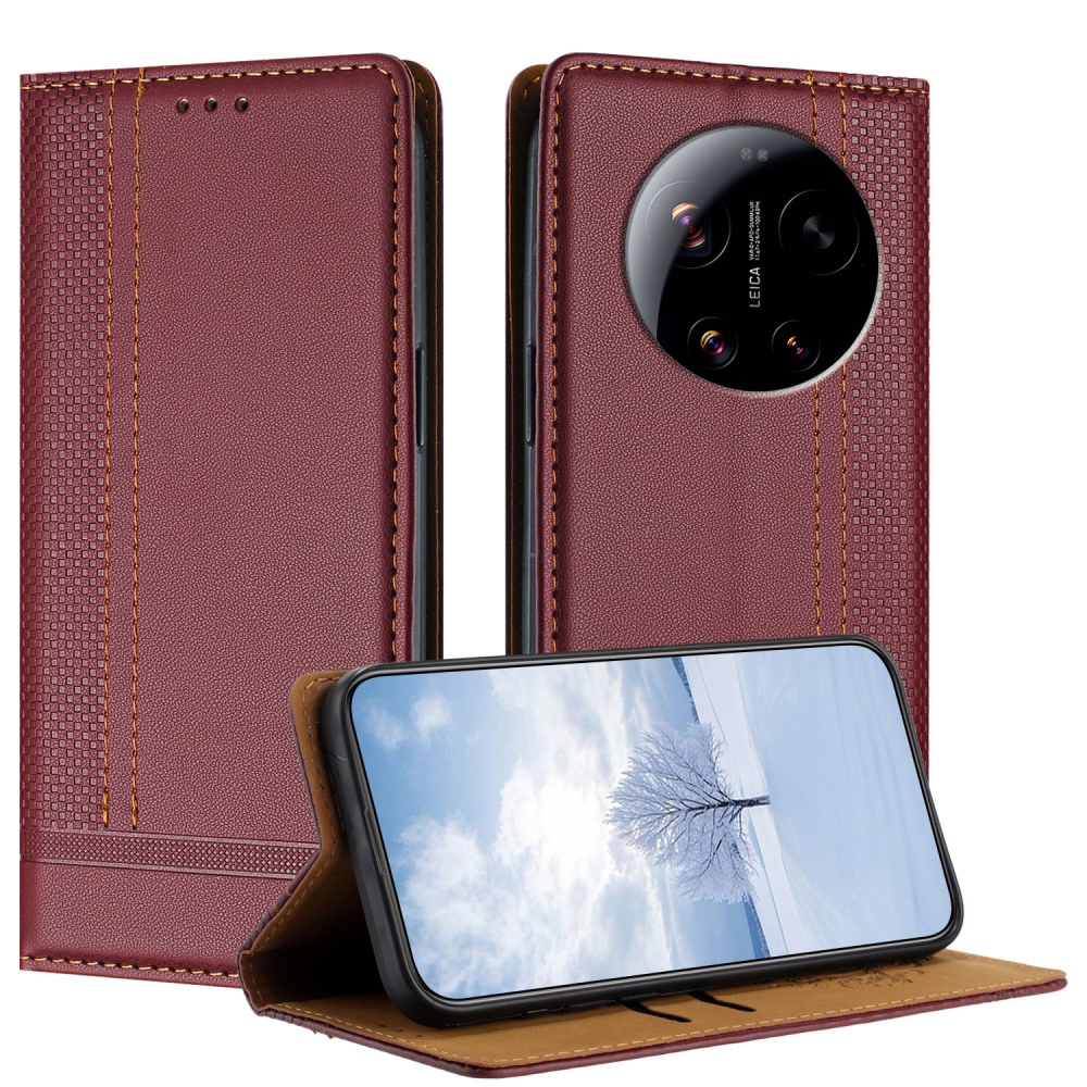 L-alakú könyvtáska Xiaomi 17 Ultra - bordó színben