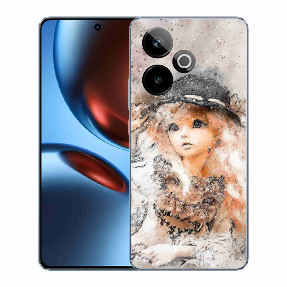 Rugalmas zselés tok mmCase képpel a Realme GT 7 5G/GT 7T 5G számára - kislány kalapban