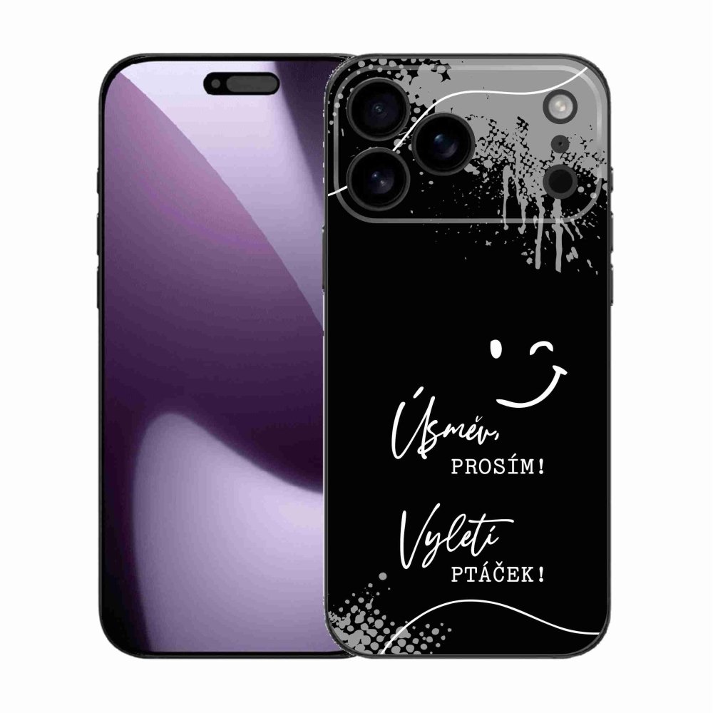 Gél borítás mmCase iPhone 17 Pro Max készülékhez - vicces szöveg 4 fekete háttér