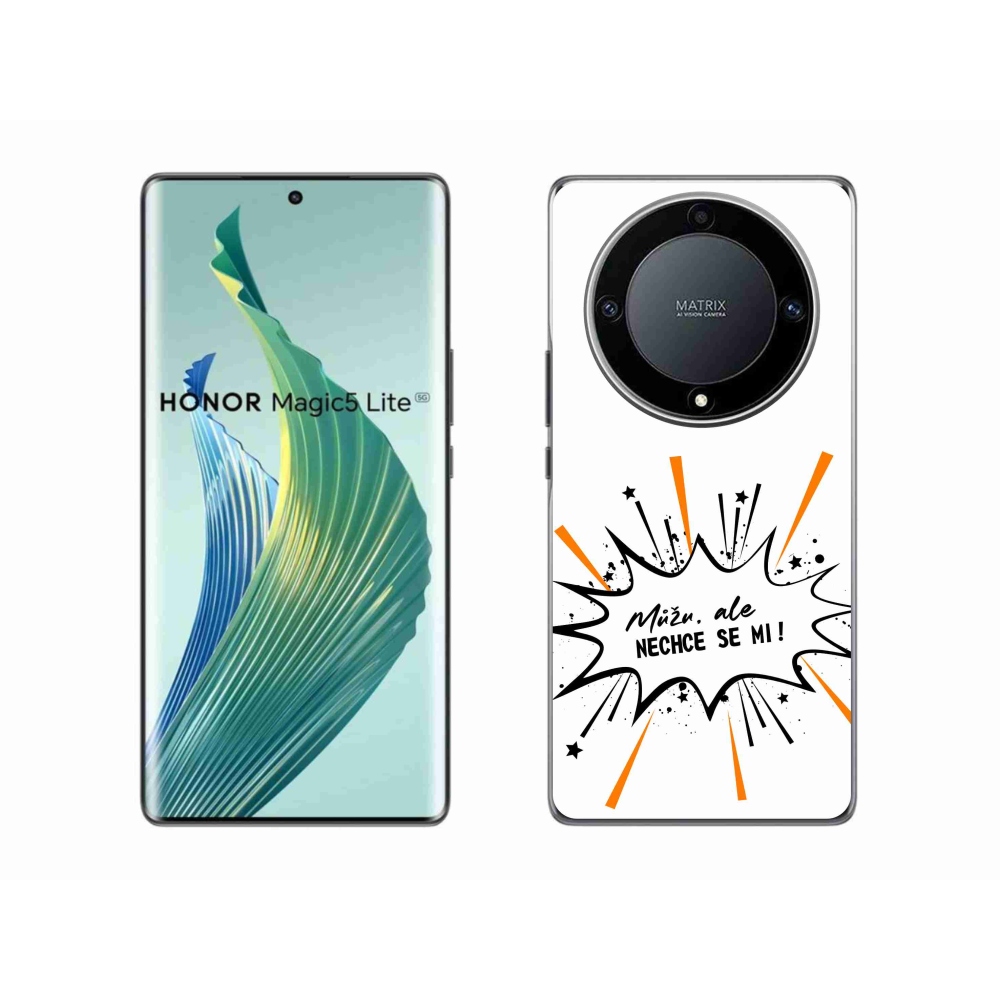 Gél borító mmCase a Honor Magic 5 Lite 5G készülékhez - vicces szöveg 11 fehér háttér