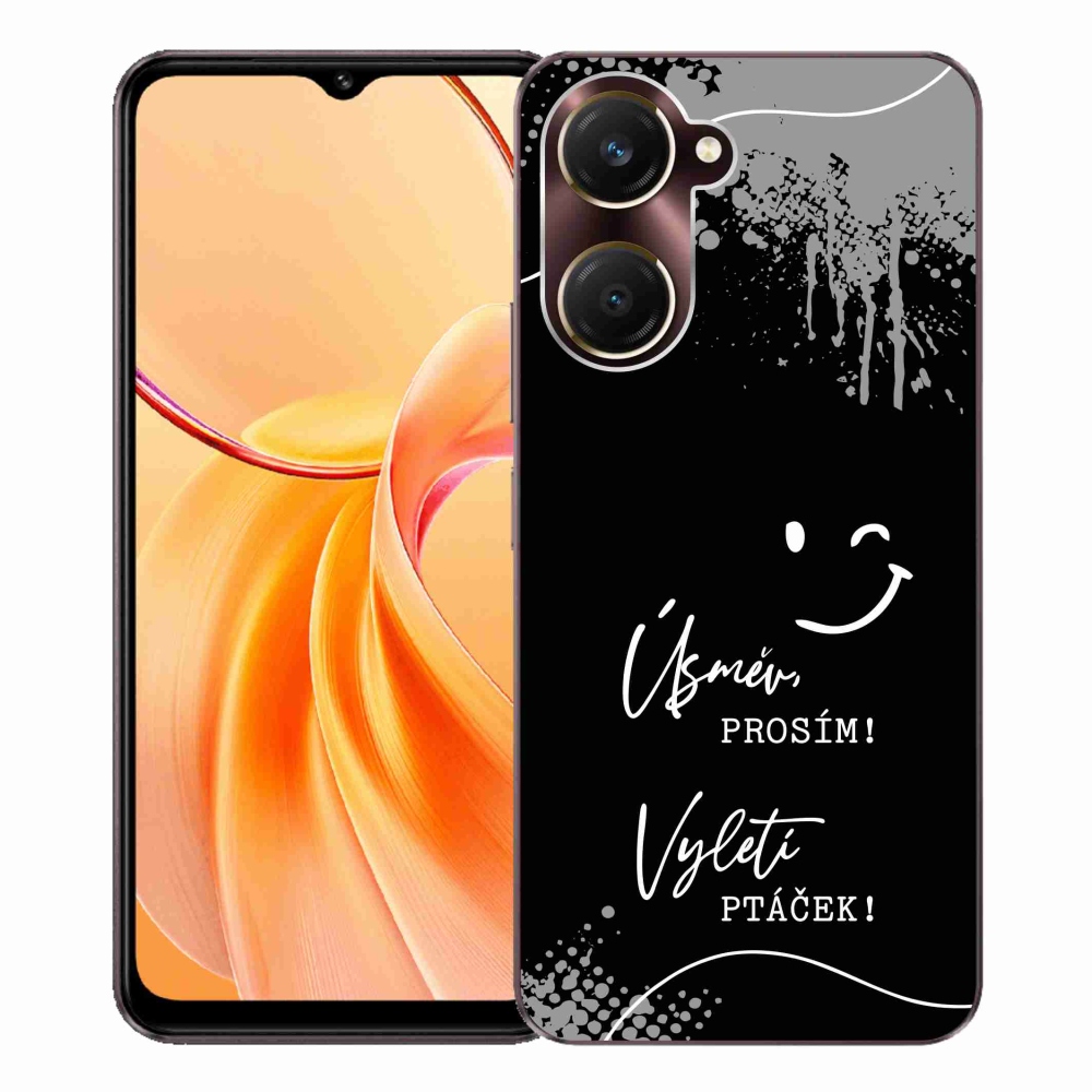 Gél borító mmCase a Vivo Y28s 5G-hez - vicces szöveg 4 fekete háttérrel