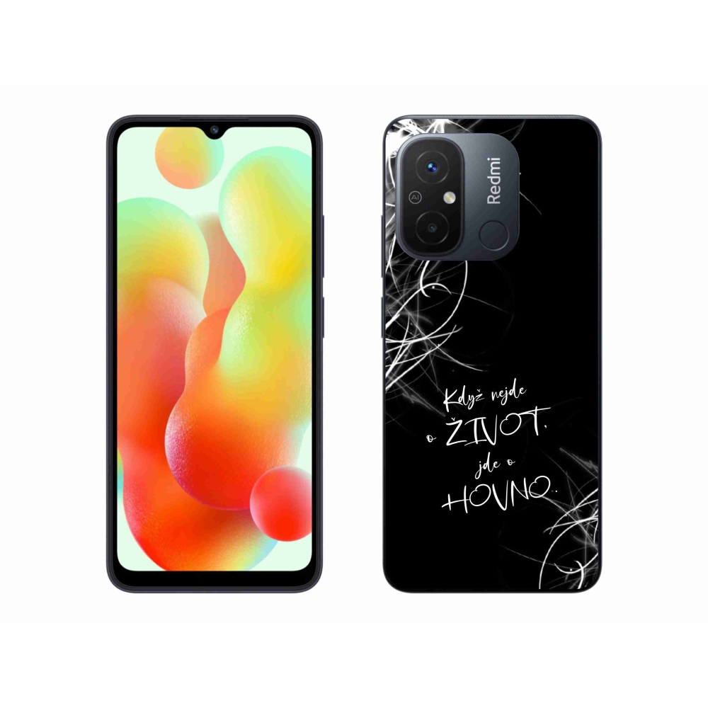 Gél borító mmCase a Xiaomi Redmi 12C-hez - vicces szöveg 16 fekete háttérrel