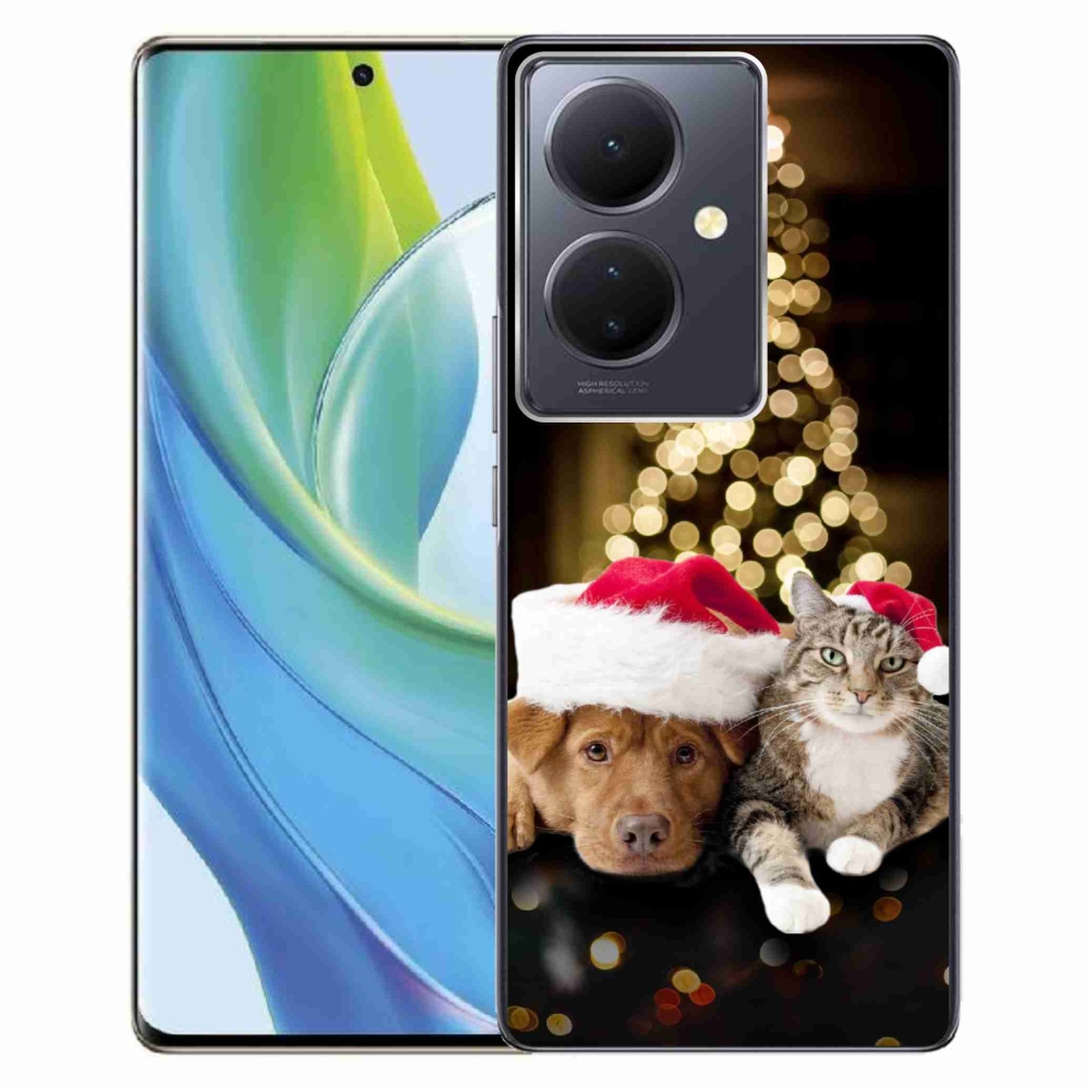 Gél borító mmCase a Vivo V29 Lite 5G-n - Karácsonyi kutya és macska