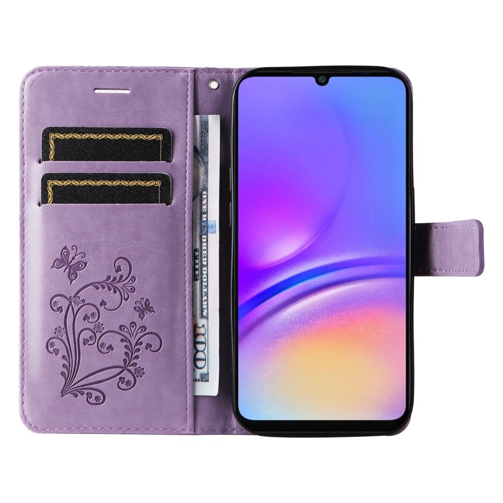 Nagy pillangó könyv tok Samsung Galaxy A06 4G-hez - lila