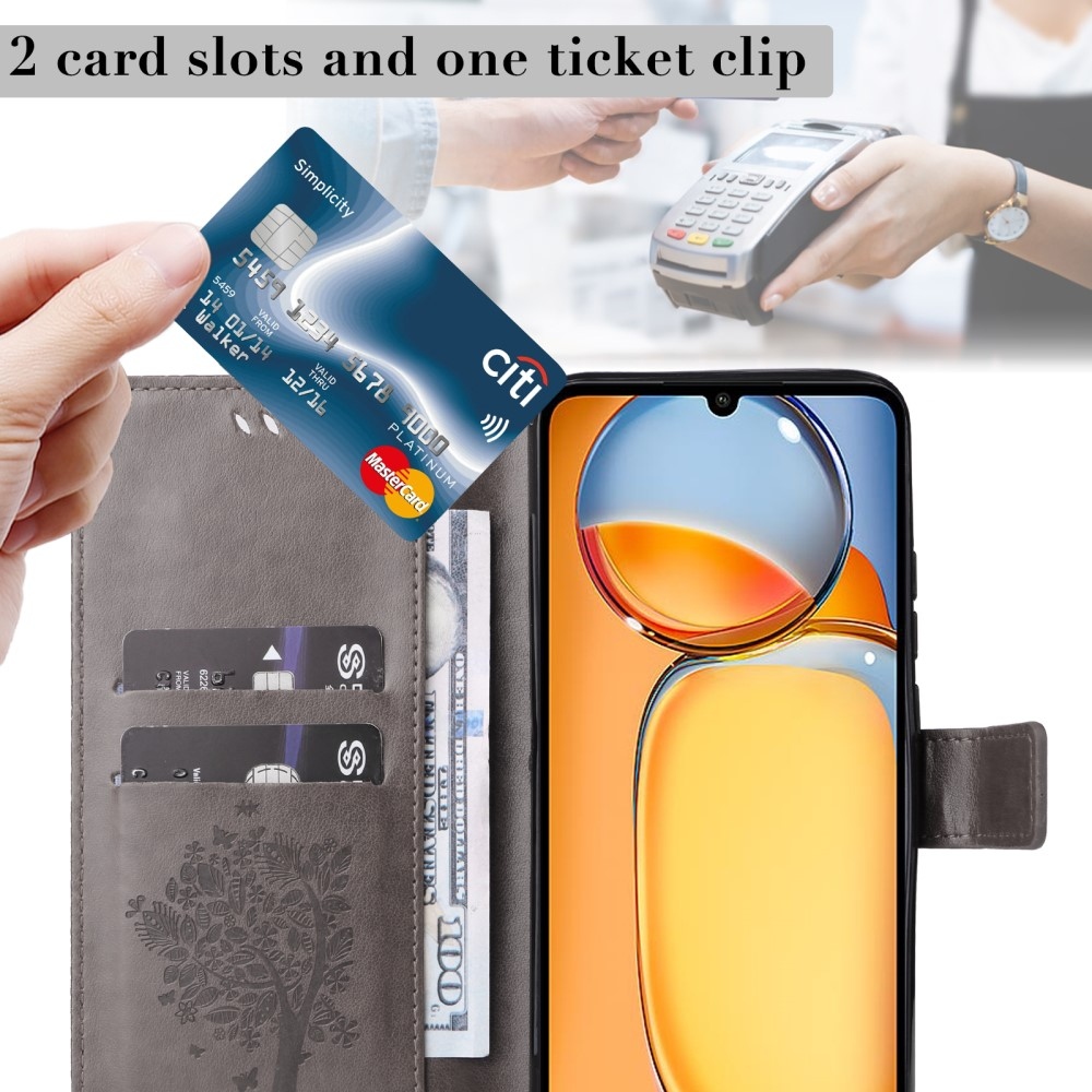 Fák könyvtáska Xiaomi Poco C65/Redmi 13C - szürke